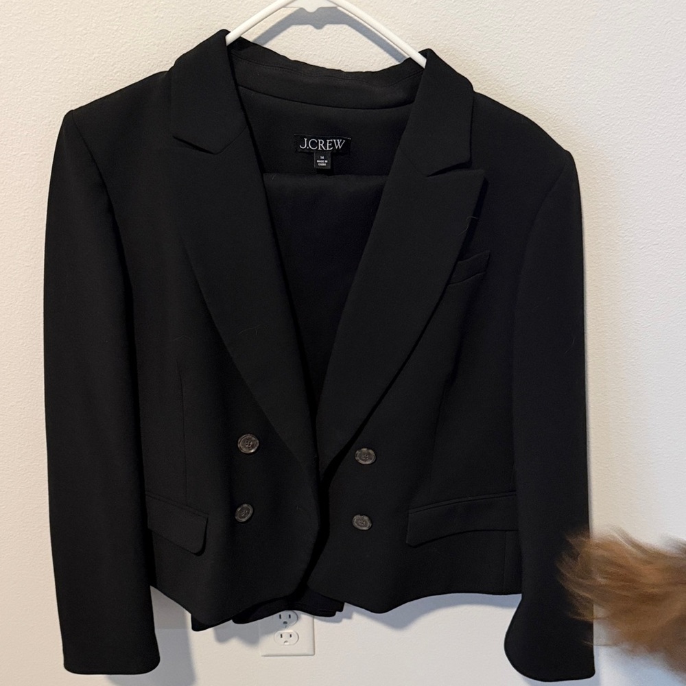 J. Crew Black Double-Breasted Cropped Blazer Size 14